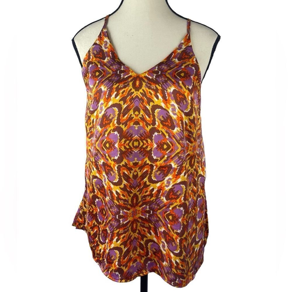 Joie spaghetti straps bohemian golden sleeveless tank top sz XS side slits